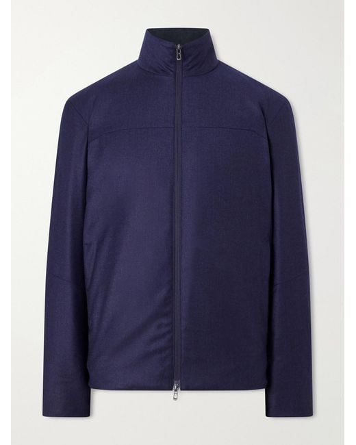 Sease Blue Padded Wool And Silk-Blend Jacket for men