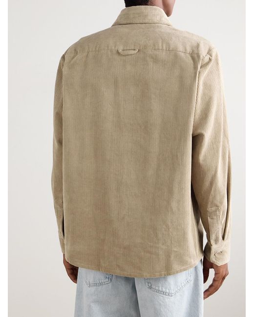 A.P.C. Natural Bobby Logo-embroidered Cotton-corduroy Overshirt for men