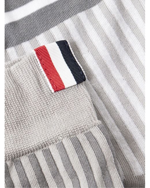 Thom Browne White Fun Mix Grosgrain-trimmed Striped Cotton-blend Socks for men