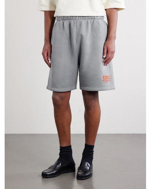 Willy Chavarria Gray Ccc Buffalo Straight-Leg Logo-Embroidered Cotton-Jersey Shorts for men