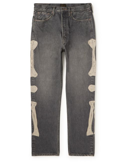 Kapital Gray Slim-fit Embroidered Denim Jeans for men