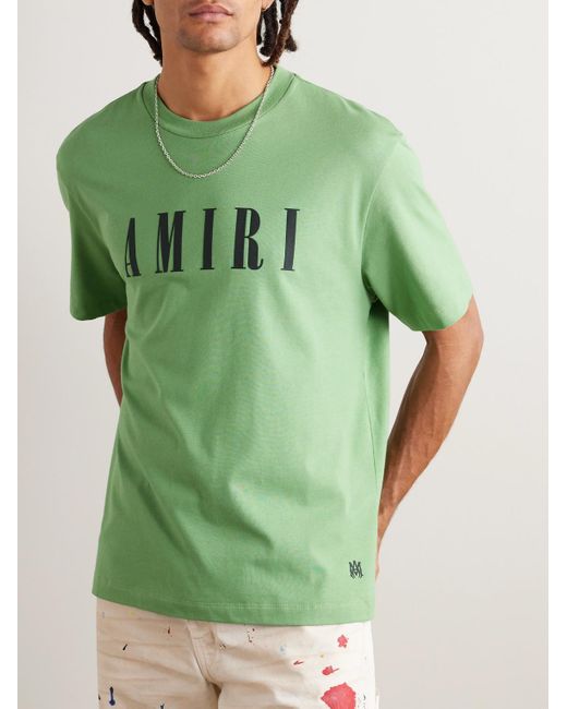 Amiri Green Logo-print Cotton-jersey T-shirt for men
