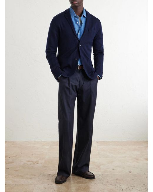 N.Peal Cashmere Blue Cashmere And Silk-Blend Cardigan for men