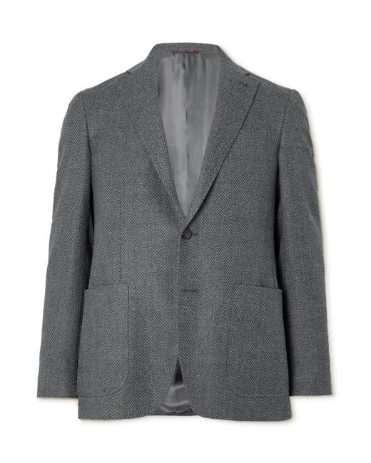 Canali Gray Herringbone Wool Blazer for men