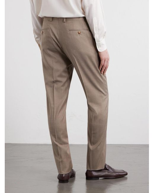 Caruso Natural Straight-Leg Wool Suit Trousers for men