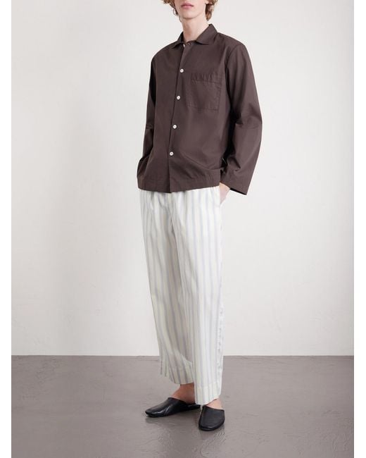 Tekla White Straight-Leg Striped Organic Cotton-Poplin Pyjama Trousers for men