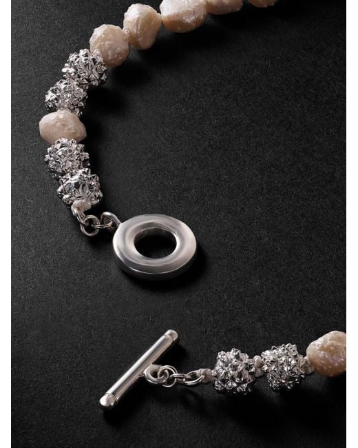 Collana in argento sterling con perle di OUIE in Black da Uomo