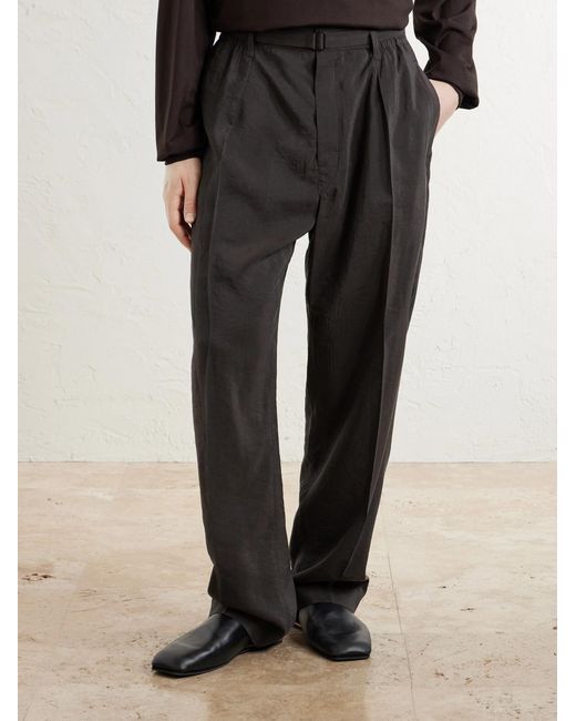 Lemaire Gray Straight-Leg Silk-Blend Suit Trousers for men