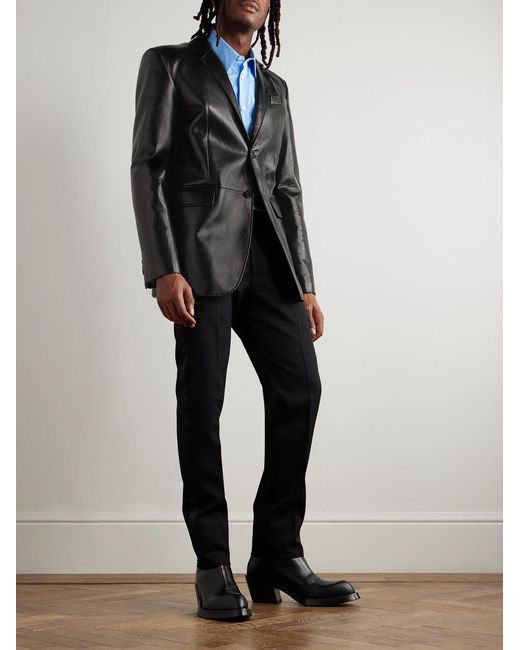 McQueen Black Leather Blazer for men