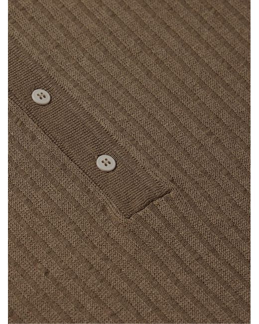 Lardini Schmal geschnittenes Polohemd aus einer Leinen-Baumwollmischung in Rippstrick in Natural für Herren