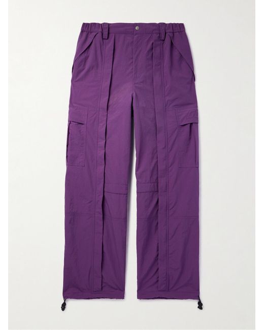 Gucci Purple Straight-leg Logo-embroidered Nylon-ripstop Cargo Trousers for men