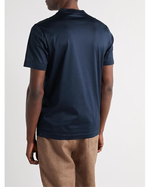 Canali Blue Slim-Fit Mercerised Cotton-Jersey T-Shirt for men