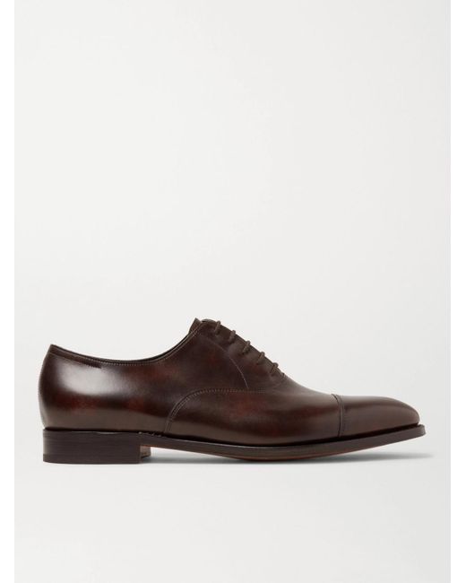 John Lobb Brown City Ii Burnished-leather Oxford Shoes for men