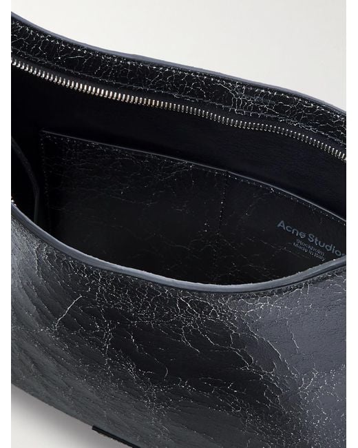 Acne Black Platt Cracked-leather Messenger Bag for men