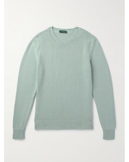 Incotex Green Zanone Slim-fit Cotton Sweater for men