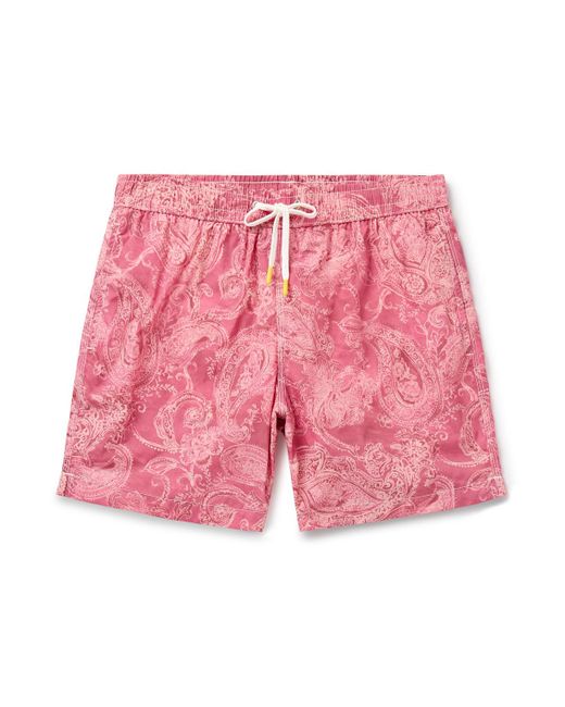 Hartford Pink Straight-leg Mid-length Paisley-print Recycled Swim Shorts for men