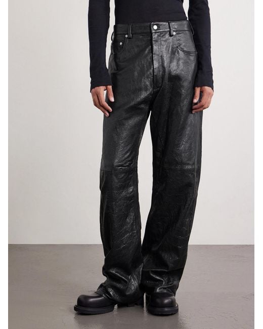 Rick Owens Gray Geth Wide-leg Full-grain Leather Trousers for men