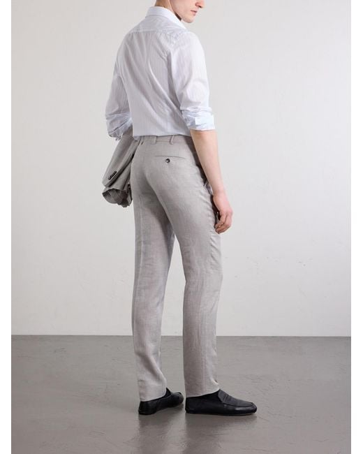Zegna Natural Slim-fit Tapered Pleated Wool for men