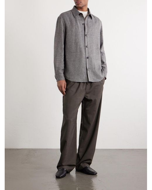 Zegna Gray Cashmere, Linen And Silk-Blend Overshirt for men