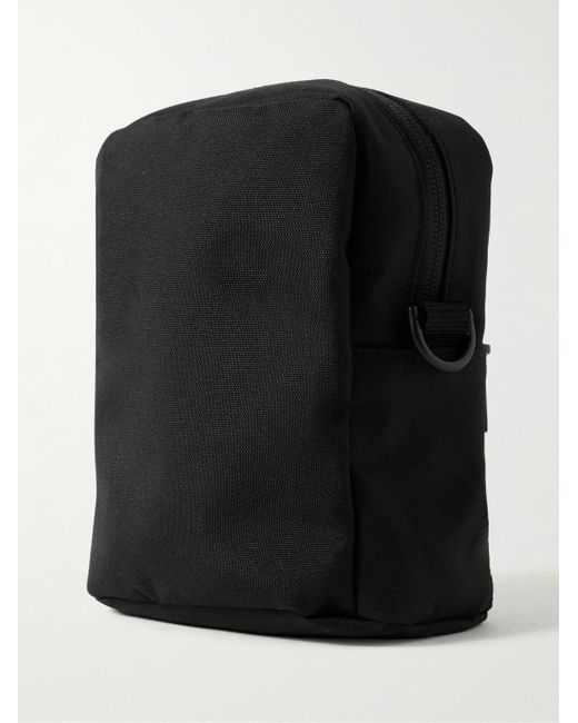 Neighborhood Black Vertical Mini Logo-appliquéd Mesh-trimmed Cordura® Messenger Bag for men