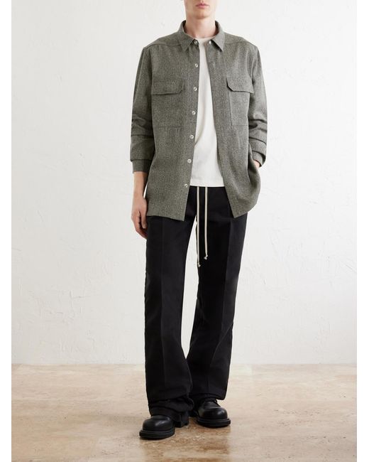 Rick Owens Gray Mélange Wool Overshirt for men