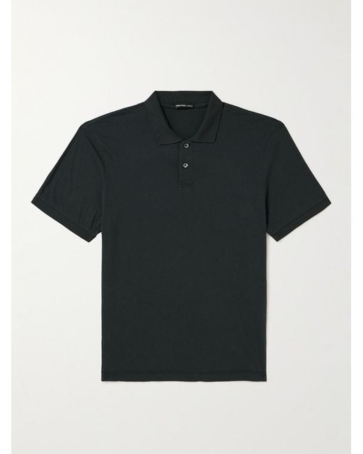 James Perse Black Luxe Lotus Cotton-Jersey Polo Shirt for men