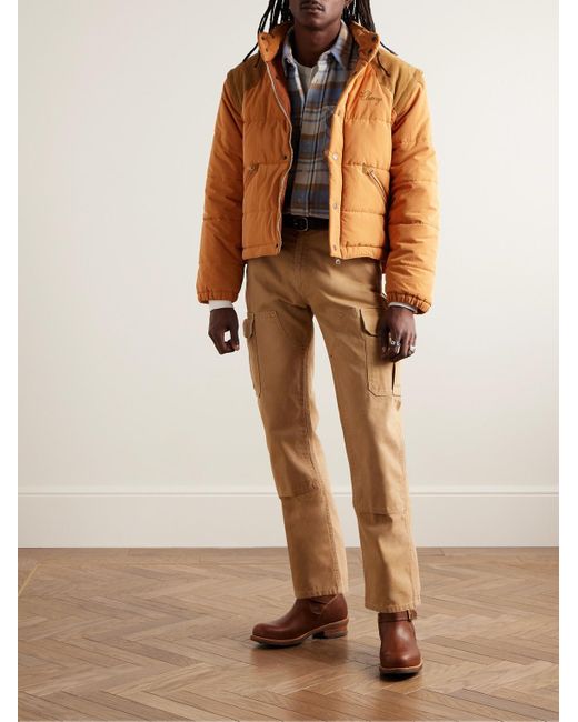 CHERRY LA Wandelbare Jacke aus gestepptem Nylon mit Velourslederbesatz und Logostickerei in Orange für Herren