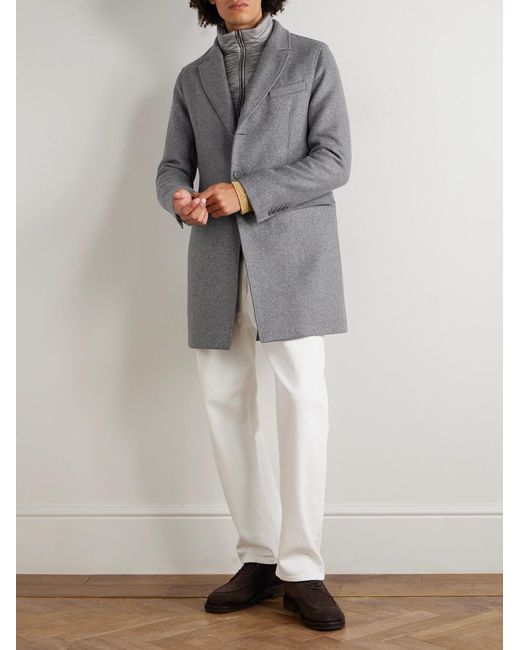 Herno Gray Convertible Padded Wool-Blend And Quilted Shell Coat for men
