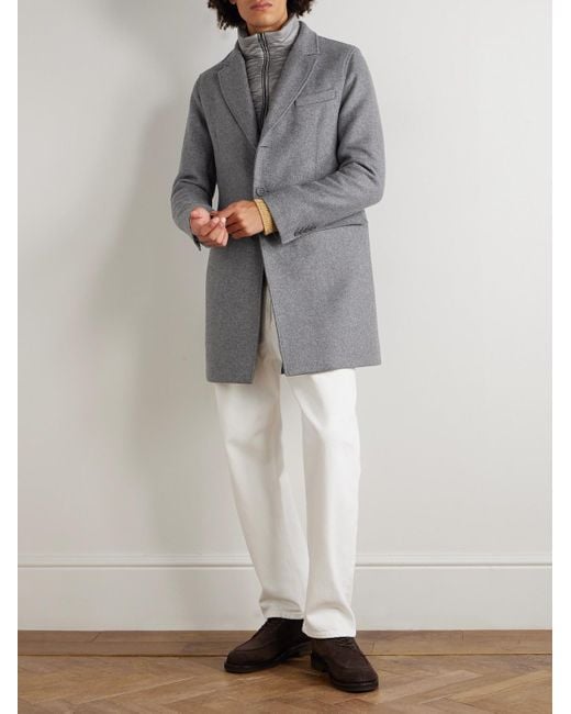 Herno Gray Convertible Padded Wool-Blend And Quilted Shell Coat for men