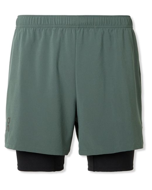 On Shoes Green Pace Straight-leg Layered Cleancloud® Shorts for men