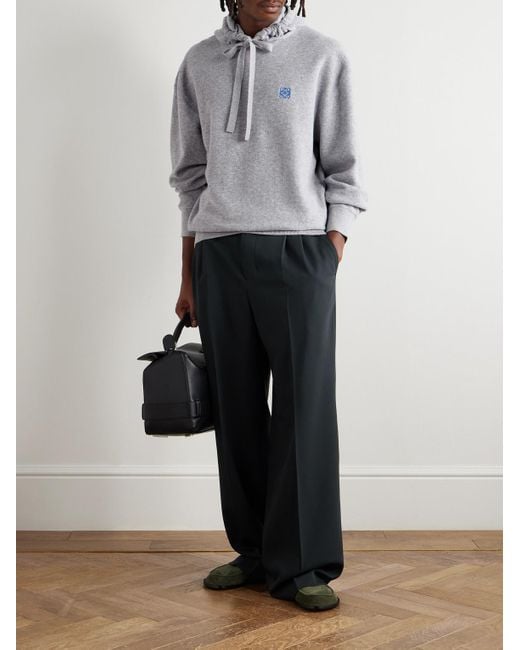 Loewe Kapuzenpullover aus Wolle mit Logostickerei in Gray für Herren