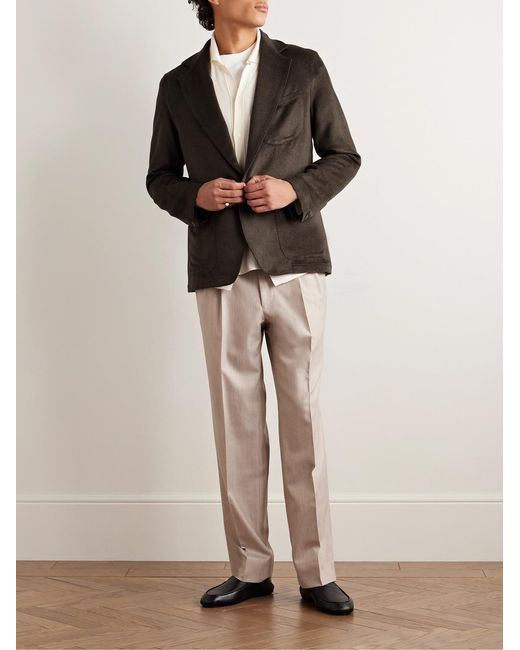 STÒFFA Brown Unstructured Brushed-Silk Blazer for men