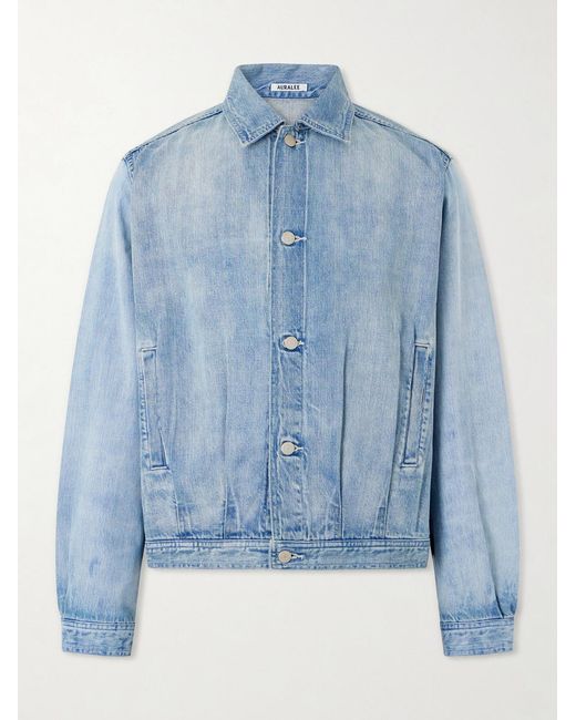 Auralee Blue Faded Denim Jacket for men