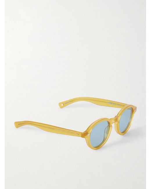 Garrett Leight Yellow Flipper Round-Frame Acetate Sunglasses for men