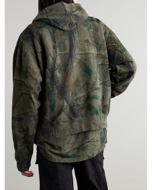 Balenciaga Green Logo-Embroidered Printed Cotton-Jersey Hoodie for men