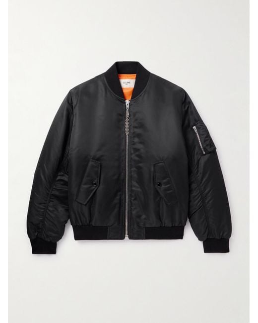 Céline Black Logo-Print Chain-Embellished Shell Bomber Jacket for men