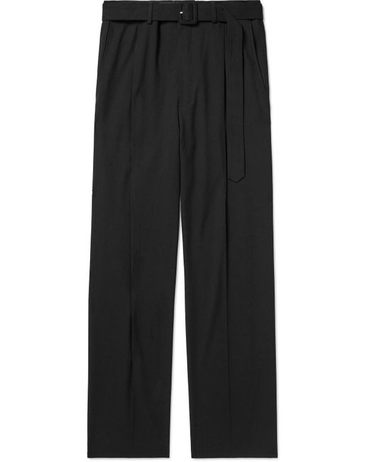 Dries Van Noten Black Pyman Straight-leg Belted Pleated Woven Trousers for men