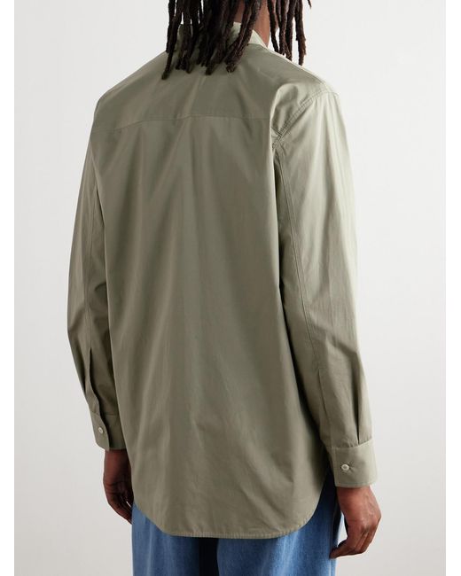 Jil Sander Green Cotton-Poplin Shirt for men