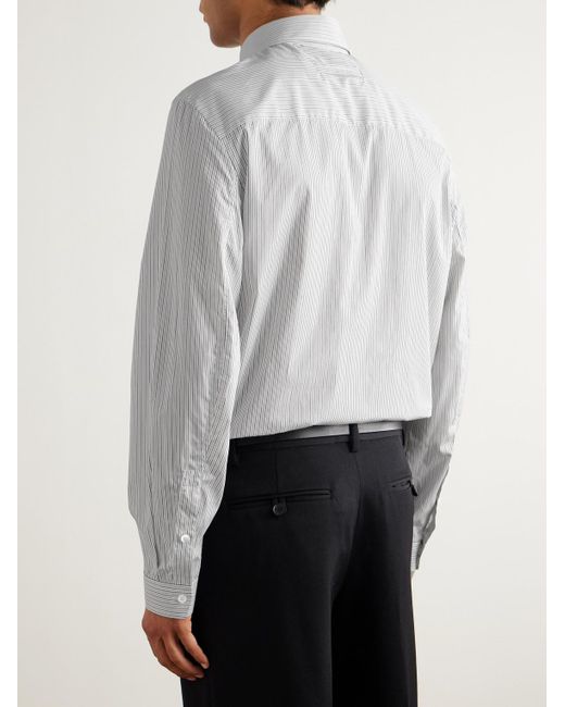 Zegna Gray Striped Cotton Shirt for men