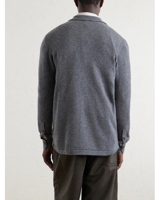 Eleventy Blue Cashmere Knitted Overshirt for men