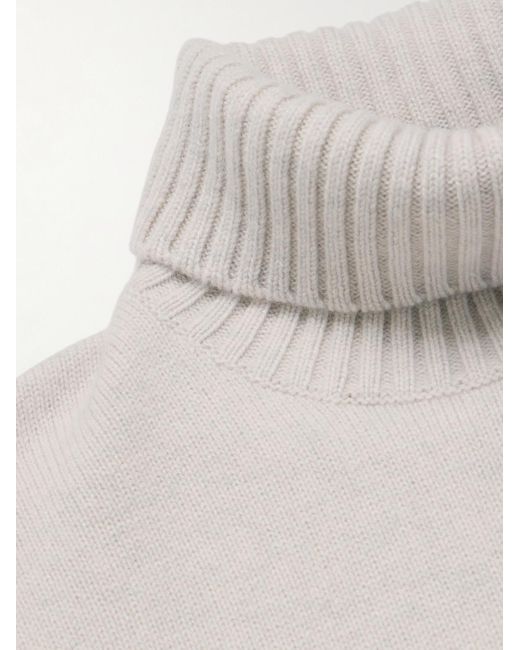 N.Peal Cashmere White Stanley Tucci Organic Cashmere Rollneck Sweater for men