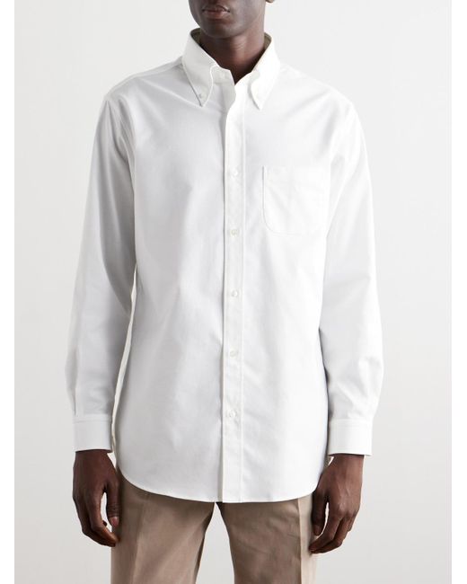 Camicia in cotone Oxford con collo button-down di Loro Piana in White da Uomo