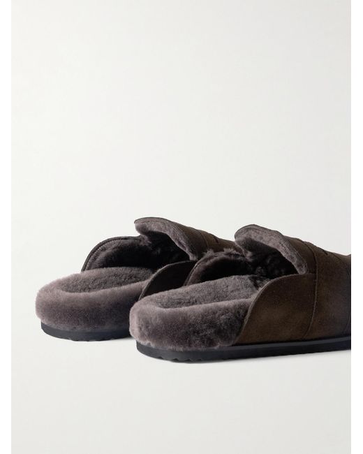 Mr P. Brown David Shearling-Lined Suede Slippers for men