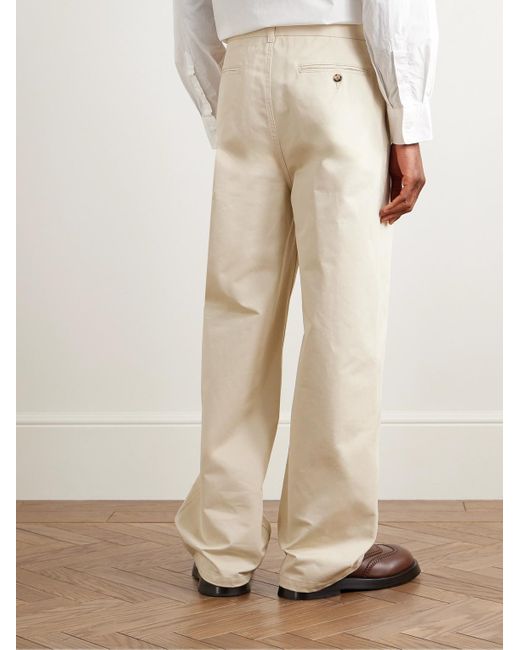 Marni Natural Straight-Leg Pleated Cotton-Gabardine Trousers for men