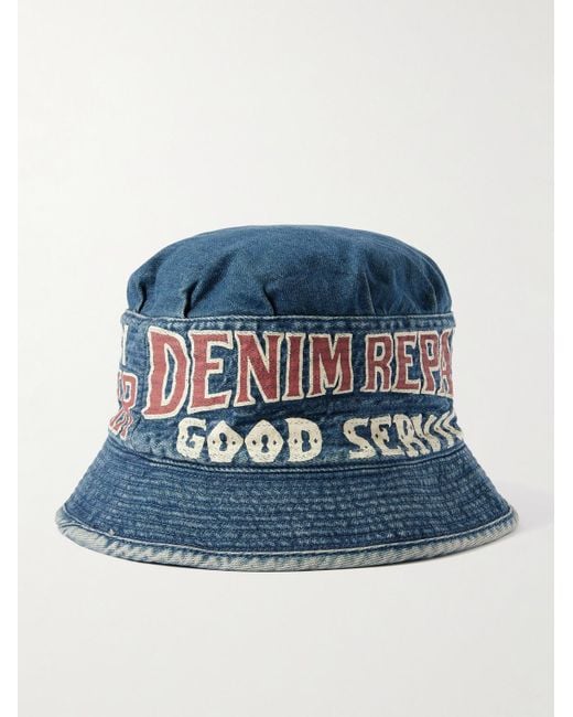 Kapital Blue Laundry Printed Denim Bucket Hat