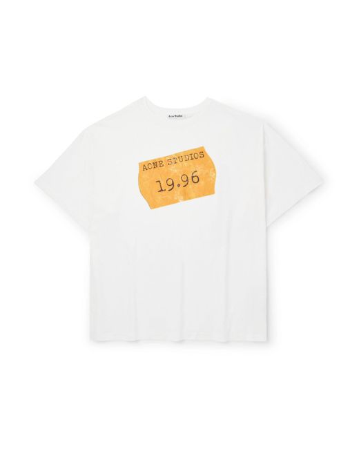 Acne Studios Men's White Oversized Logo-Print Cotton And Hemp-Blend Jersey T-Shirt