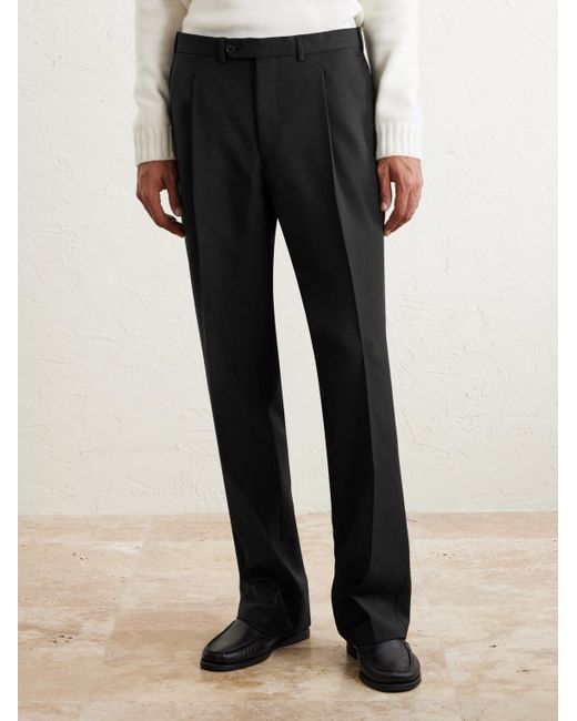 Saman Amel Black Amo Straight-leg Wool And Mohair-blend Suit Trousers for men