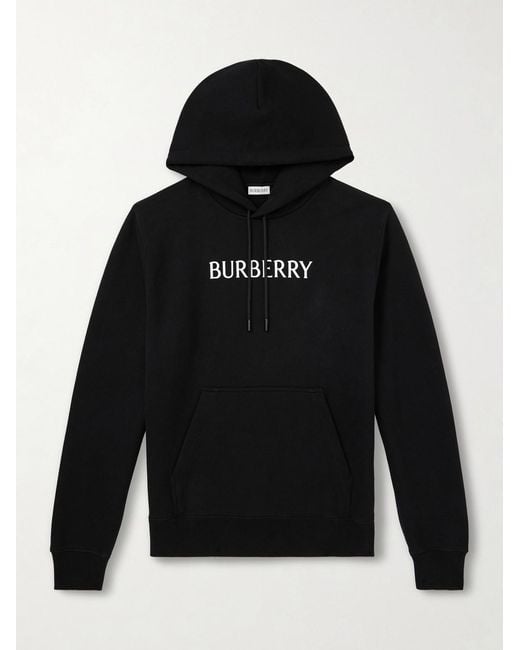 Burberry Black Logo-print Cotton-jersey Hoodie for men