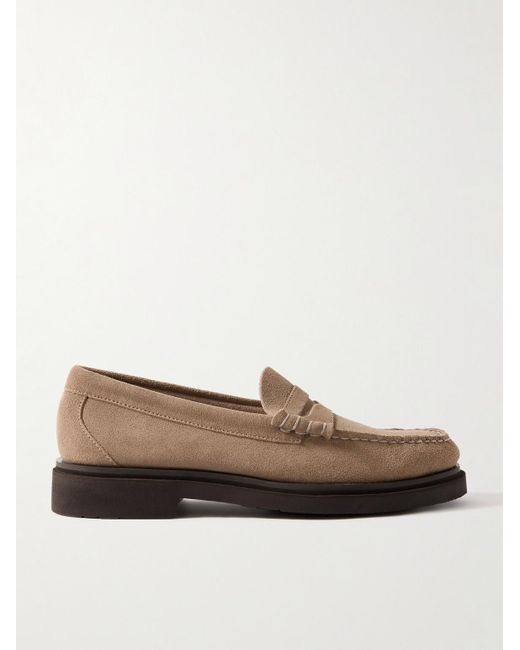 G.H.BASS Brown Weejuns Step Larson Suede Penny Loafers for men