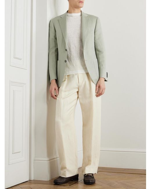 Canali Gray Kei Unstructured Linen And Silk-blend Blazer for men